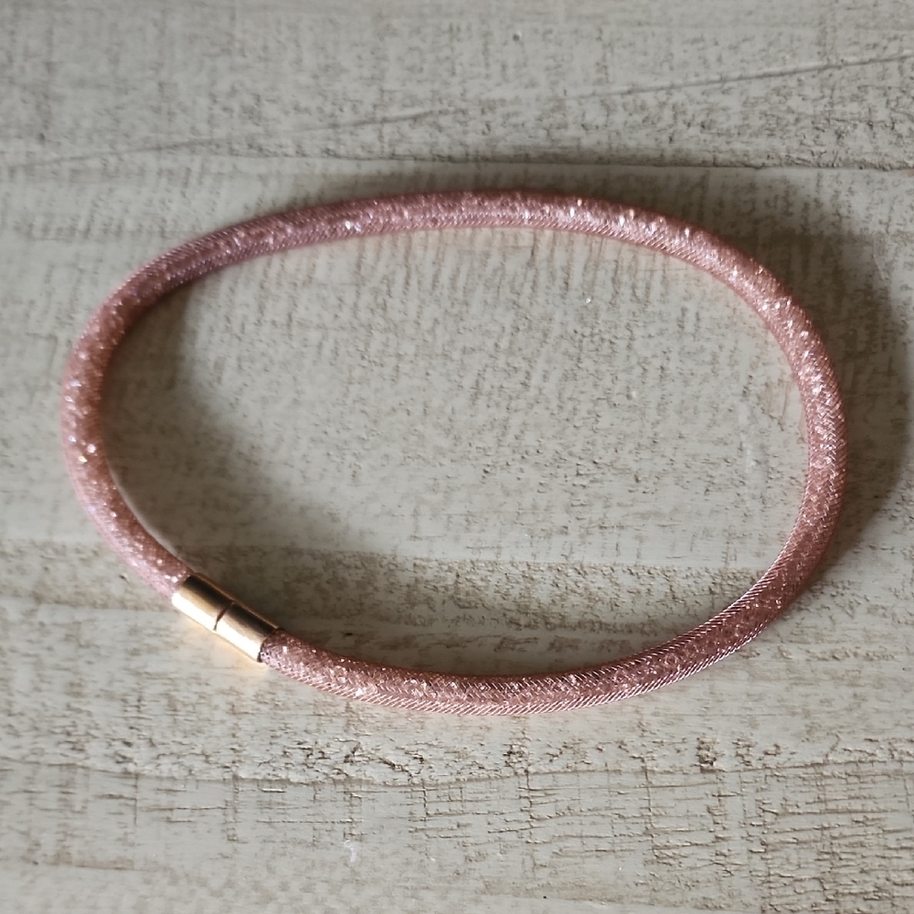 Swarovski Stardust Pink Double Wrap Crystal Mesh Bracelet - Picture 3 of 9